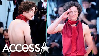 Timothée Chalamet Rocks Daring Backless Look At Venice Film Festival [upl. by Kohler292]