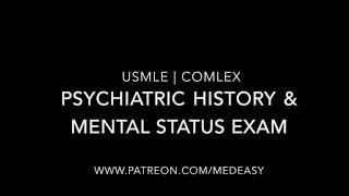 Psychiatric History Taking and The Mental Status Examination  USMLE amp COMLEX [upl. by Nyluqcaj]