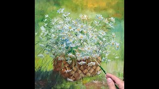 Chamomile oil painting Vugar Mamedov [upl. by Ovatsug]