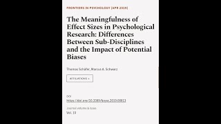 The Meaningfulness of Effect Sizes in Psychological Research Differences Between Sub  RTCLTV [upl. by Ynner753]