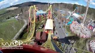 Freizeitland Geiselwind Boomerang  On Ride amp Off Ride Video HD Achterbahn [upl. by Tychon]