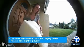 Porch pirate privacy Cops warn residents not to violate crooks’ ‘right to privacy’ [upl. by Zetniuq]