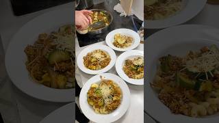 Chicken Sausage Cavatappi Bolognese with caramelized onions ￼zucchini and parmesan [upl. by Irrek]