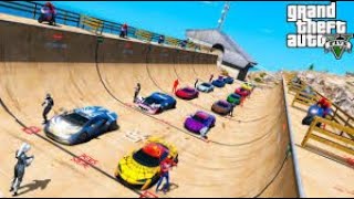 Twenty SpiderMans collection cars on the Ramps get more challengers Superheroes GTA V MODS [upl. by Beauvais]