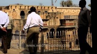 Visitors at the ancient Chand Baori Abhaneri [upl. by Adnorahc]