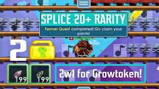 Growtopia Farmer quest splice 20 rarity 200 seeds with 2 wl only [upl. by Anhsirk]