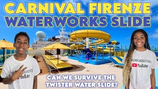 CARNIVAL FIRENZE WATERWORKS SLIDE  TWISTER WATER SLIDE  WATER SLIDES [upl. by Sheaff]