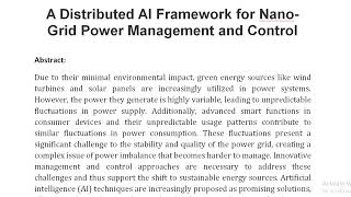 A Distributed AI Framework for Nano Grid Power Management and Control [upl. by Saltzman382]