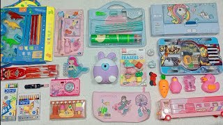 Latest stationery collection Unicorn big pencil box New stationery Sharpner eraser stationery [upl. by Aranahs27]