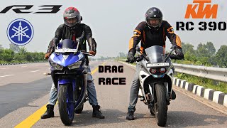 KTM RC390 vs Yamaha R3 Drag Race [upl. by Berwick]