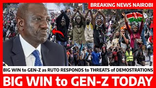 Just Now‼️GENZ WINS as RUTO RESPONDS to THREATS in NAIROBI of DEMOSTRATIONS takes HARD DECISION now [upl. by Eenor]