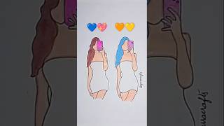 💙💖 Vs 🧡💛 who is best 🤔✅shorts art satisfying [upl. by Ardeen985]