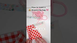 How to make a drawstring bag 🧸🎀 easy bag making tutorial for beginners sewingtutorial [upl. by Aruasi]