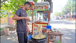 Fried Chicken Coated Unique Style Noodles Cooking  Bangladeshi Street Food [upl. by Eirrak]