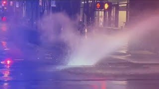 Water main break sinkhole block intersection in downtown San Francisco [upl. by Diamond142]