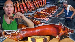 COOKING WHOLE LECHON BABOY ROASTED SUCKLING PIG Filipino Street Food in Metro Manila Philippines [upl. by Aiduan]