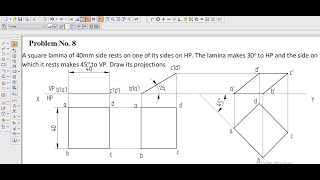 Projection of planes 8th problem Engineering Graphics projection of planes engineering drawing [upl. by Tugman]