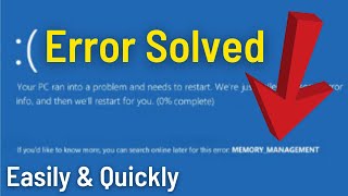 How To Fix Memory Management Error In Windows 1087  Fix Memory Management Blue Screen Error [upl. by Ahsenev]