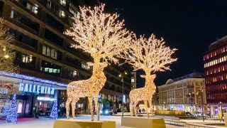 Stockholm Sweden Christmas Lights Tour  City Walk at Night [upl. by Ulises]