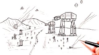 How to draw a Star Wars Battle scene  War scene drawing [upl. by Alissa]