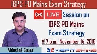 Online Live Session for IBPS Mains Exam Strategy  7 PM November 14 2016 [upl. by Ecertak994]