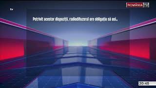 România TV HD  Amendă CNA  12112024 [upl. by Nnylarat934]