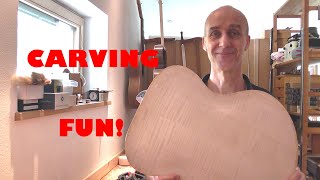 MAKING AN ARCHTOP GUITAR Carving Funmichaelbreyguitarsfinest1994 [upl. by Peedsaj427]