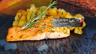 Filetto di Salmone con patate fatto in padellaRicetta velocissima e gustosa [upl. by Bathulda]