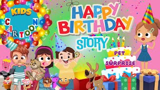 Happy Birthday Story Kids cartoon birthday story Funny video about birthday party [upl. by Anyahs]