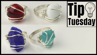 Flat Wire Glass Cabochon Ring Sea Glass Jewelry Making Tutorial [upl. by Ronoel188]