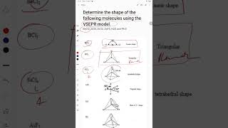 Determine the shape of the following molecules using the VSEPR BeCl2 BCl3 SiCl4 AsF5 H2S and PH3 [upl. by Haerr]