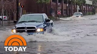 Torrential downpours bring flooding to East Coast [upl. by Summers812]