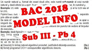 Rezolvare Bac 2018  Informatica  Subiect Model Sub III Pb 4 [upl. by Chelsie]