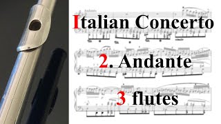 JS Bach Italian Concerto  2 Andante with score イタリア協奏曲 フルート三重奏 [upl. by Eixor]