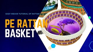 How to Handmade a Basket with PE Rattan craft diy handmade [upl. by Novyat]