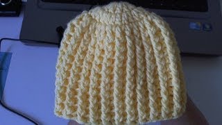 How to crochet Easy Ribbed Beanie  Hat Style 1 [upl. by Henryk]