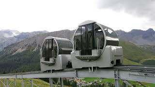 Standseilbahn 705002 Arosa TschuggenExpress  Wagen fährt aus der Bergstation [upl. by Reffinej]