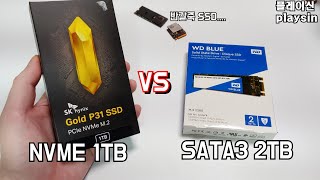 NVME 1TB VS SATA3 2TB SSD 속도비교  최강의 SSD SK hynix Gold P31  playsin플레이신 [upl. by Igenia]