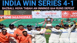 INDIA win series 41 England face an innings amp 64 runs defeat in 5th Test  Kuldeep Ashwin stars [upl. by Diley795]