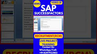 SAP SuccessFactors RCM Training Video 18 9th Oct 2024 sapsuccessfactorstraining [upl. by Swagerty95]