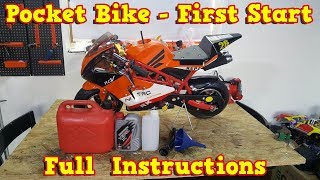 Pocket Bike 50cc  First Start Full Instructions  PS50 from Nitro Motors [upl. by Atelokin]