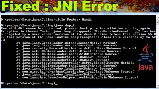 quotA JNI error has occurred please check your installation and try againquot  Solved [upl. by Neeli542]