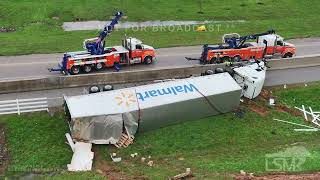 04022024 Jeffersonville IN  Tornado Damages Buildings  Rolls Semis INwx [upl. by Koeppel478]