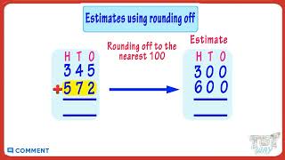 Estimation of Numbers Rounding Off Method  Rounding off to the Nearest 100  Estimate Sums  Math [upl. by Laurena743]