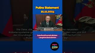 Putin Statement 21112024 PutinUkraineRaketen [upl. by Aicetal886]