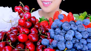 HEALTHY EATING ASMR BERRIES FRUIT PLATTER STRAWBERRIES BLUEBERRIES AND CHERRIES TracyN ASMR [upl. by Almeta]