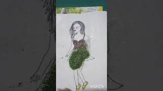 Very beautiful girl draw  short video subscribe reel [upl. by Atilam]