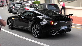 Black Aston Martin Vantage V12 Zagato Driving in Monaco  Revs [upl. by Ennasil]