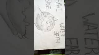 save earth save water poster 🖌️🎨 with pencil sketch 😱👍 short video [upl. by Itirahc]