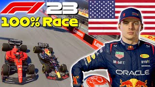 F1 23  100 Race COTA USA w Verstappen  USGP 🇺🇸 [upl. by Phio286]